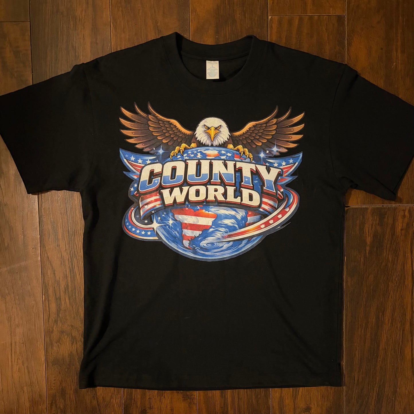 County World Eagle USA Black T Shirt